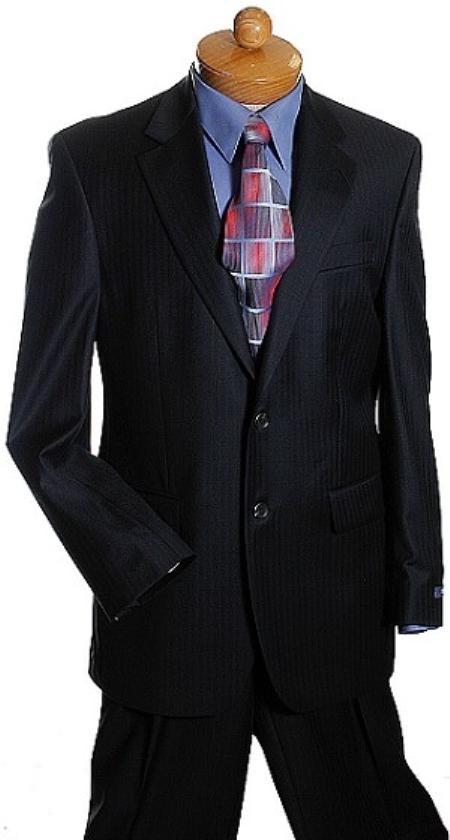 Mensusa Products 2 Button Black Tone On Tone Designer Suit Black