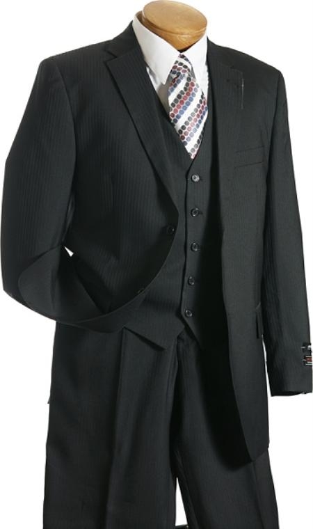 Mensusa Products 3 Pc Vested Black Pin Stripe Designer affordable suit online sale