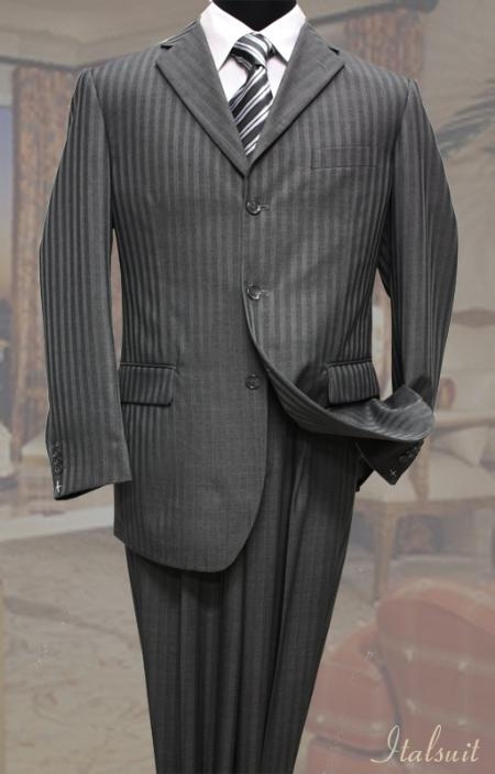Mensusa Products Charcoal Classic 2PC 3 Button Tone On Tone Stripe Mens cheap discounted Suit