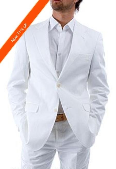 Mensusa Products Men's 2Button White Suit + White Shirt