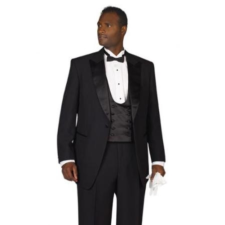 SKU PL1976 Mens Black Peak Lapel Tuxedo 105