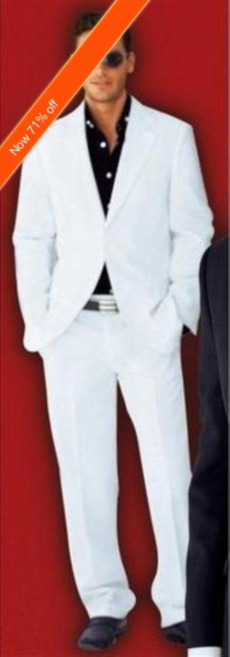 Mensusa Products Men's Suit 2Button White Suit + Black Shirt