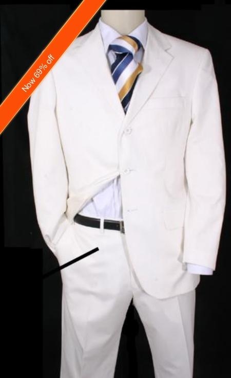 Mensusa Products Men's Suit Snow White 3Button Suit + Free Tie