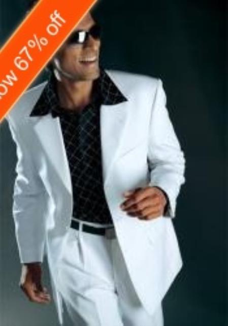 Mensusa Products Men's White Suit All Year Around 3 Button Suit