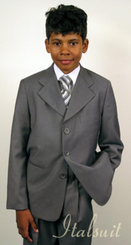 Mensusa Products Super's Italian super fine wool feel poly~rayon Gray Suit For Kids