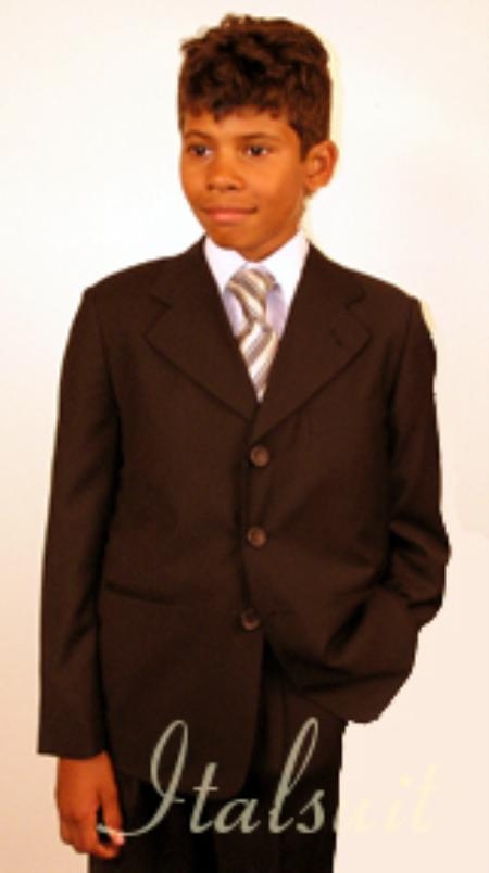 Mensusa Products Three Button Brown Suit For Kids