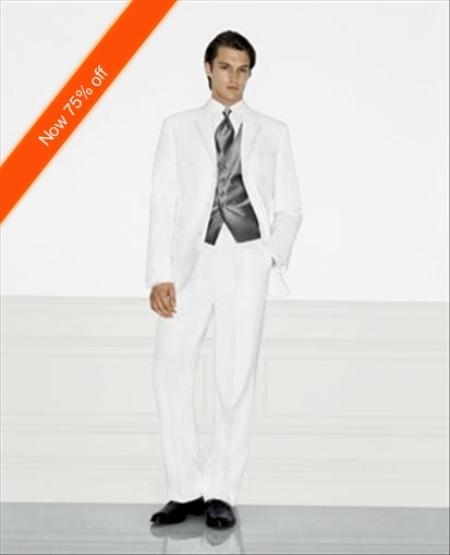 Mensusa Products White Men's Wedding Suit, Notched Lapel, 3 Button Style, Ultimate Stylish Suit