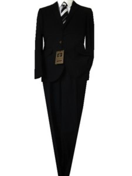 Mensusa Products Fitted Tailored Slim Cut 2 Button Euro Slim Solid Black Men's Suit