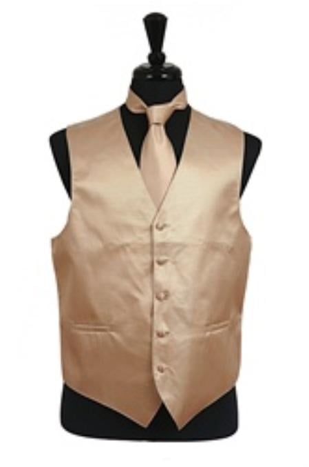 Mensusa Products Horizontal Rib Pattern Vest Tie Set Cream