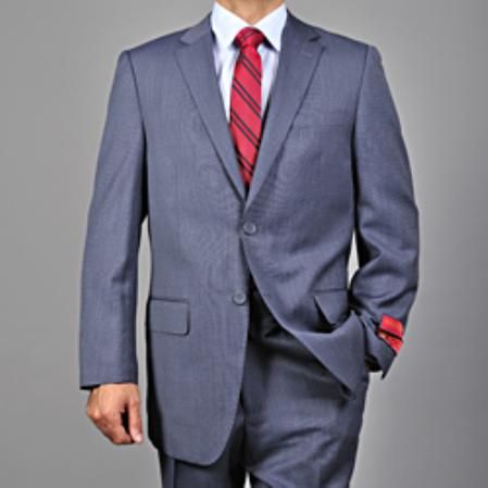 Mensusa Products Men's Textured Blue 2button Wool Suit
