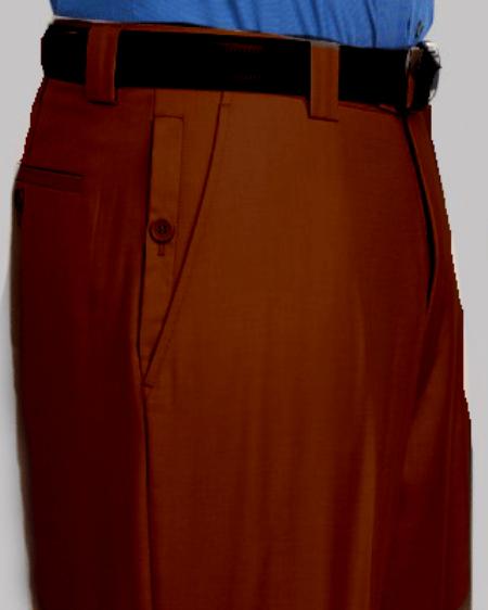 Mensusa Products Men's Brown Flat Front Pants