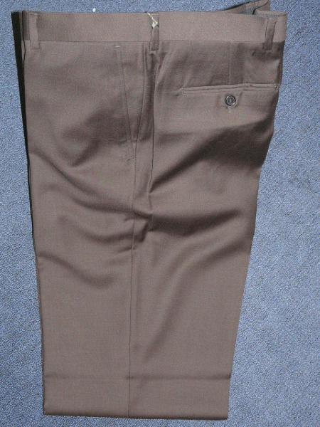 Mensusa Products Brown 1 WOOL , SUPER 140'S Plain Front Pants