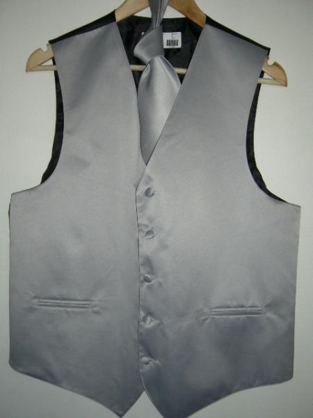 Mensusa Products Silver Gray Vest & Tie Set