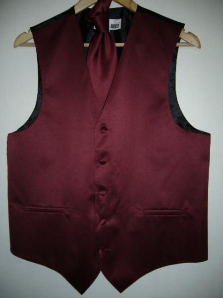 Mensusa Products Burgandy Vest & Tie Set