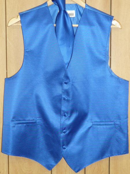 Mensusa Products ROYAL BLUE Vest & Tie set