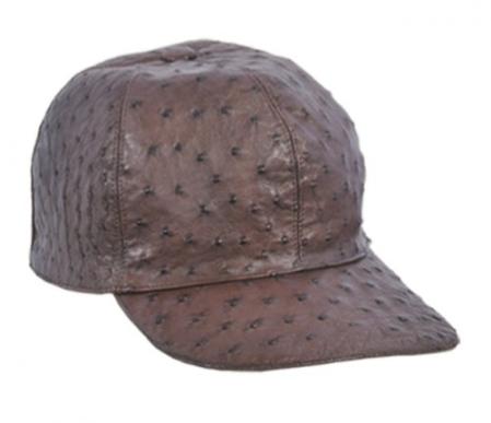 Mensusa Products Los Altos Brown Genuine Ostrich Baseball Hat