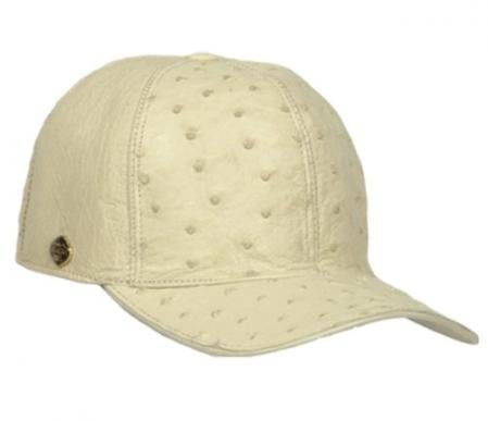 Mensusa Products Los Altos WinterWhite Genuine Ostrich Baseball Hat