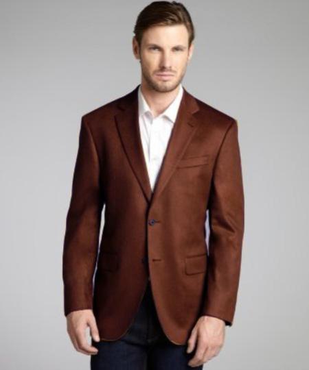 Mensusa Products Dark Brown Wool & Cashmere Blend 2 Button Blazer