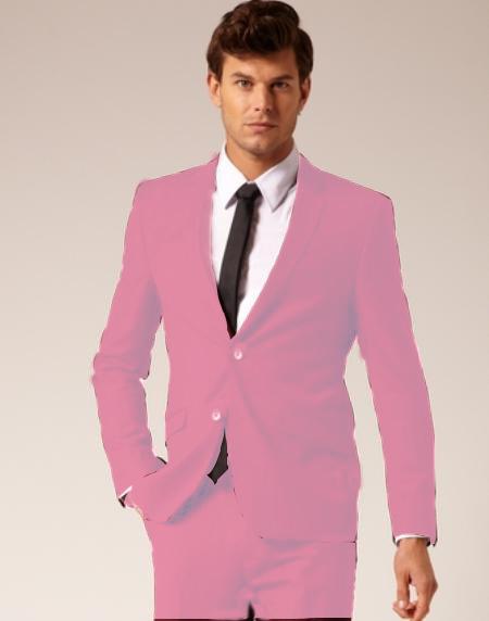 Mensusa Products Mens 2 Button Style Wool & Cotton Suit Flat Front Pants Pink