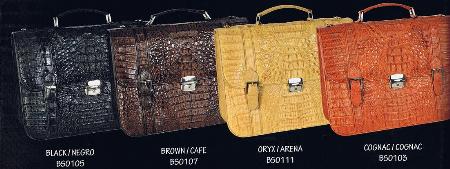 Mensusa Products Caiman Briefcase in Black, Brown, Oryx & Cognac 829