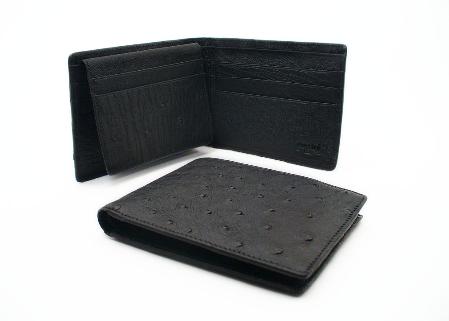 Mensusa Products Ostrich Wallet Black ID Holder Bifold 134