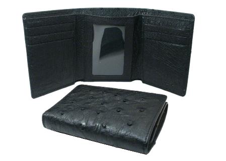 Mensusa Products Ostrich Wallet Black Trifold 134