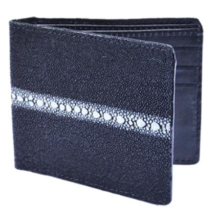 Mensusa Products Los Altos Black Genuine Stingray Rowstone Card Holder Wallet