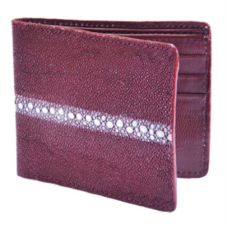 Mensusa Products Los Altos Burgundy Genuine Stingray Rowstone Card Holder Wallet