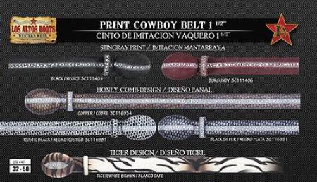 Mensusa Products Stingray Print/Leather Men's Cowboy Belt 1.5