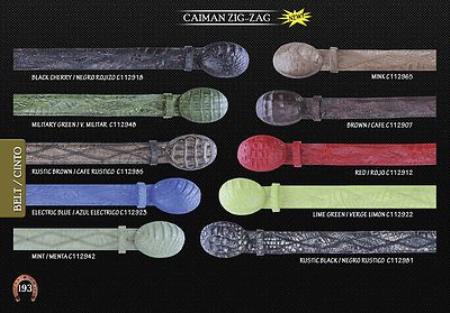 Mensusa Products Genuine Caiman ZigZag Men's Cowboy Belt 1.5