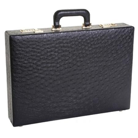 Full Genuine Ostrich Sport Briefcase Black & Brown 874 