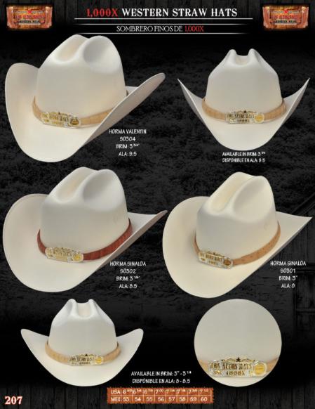Mensusa Products 1,000x Norma Western Cowboy Straw Hats 120