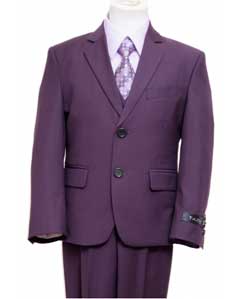 Mensusa Products Single Breasted Boy's Suit Purple