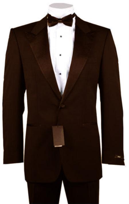 Mensusa Products 1 or 2 Button Peak Lapel Tuxedo Brown Pre Order Collection 30 Days Delivery