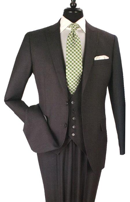Mensusa Products 1 Wool Business Suit with 2 Buttons Charcoal