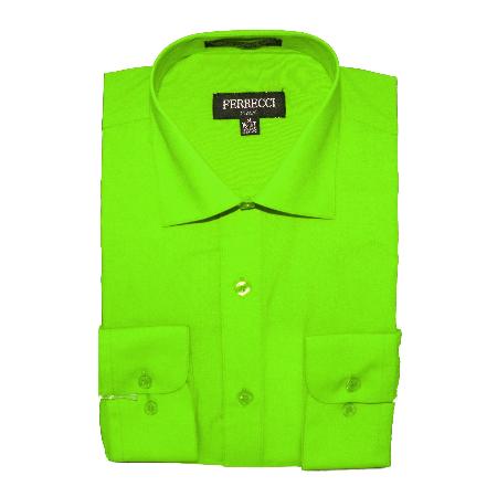 Mensusa Products Men's Slim Fit Dress Shirt Lime Green