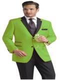 Mensusa Products Apple Green Two Button Notch Party Suit & Tuxedo & Blazer w/ Black Lapel