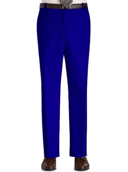 Mensusa Products Colored Pants Trousers Flat Front Regular Rise Slacks Royal Blue