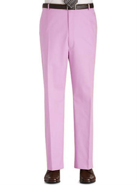 Mensusa Products Colored Pants Trousers Flat Front Regular Rise Slacks Pink