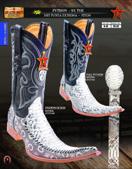 Mensusa Products Los Altos 9X Toe Genuine Python Mens Western Cowboy Boots 214