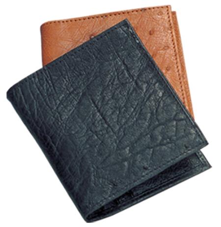 Mensusa Products Ferrini Genuine Smooth Ostrich Wallet in Black & Cognac