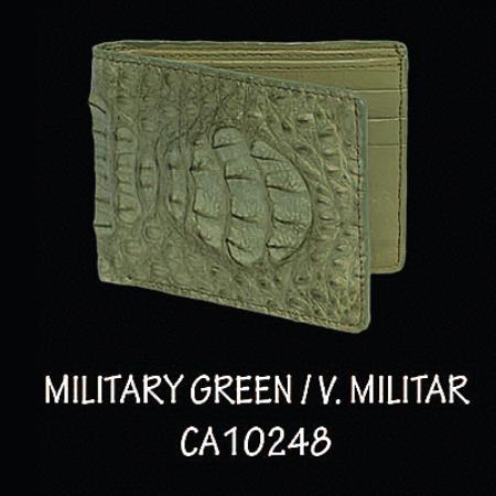 Mensusa Products Caiman Hornback Leather Wallet by Los Altos Boots Military Green 108