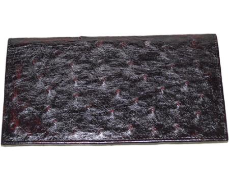 Los Altos Large Ostrich Wallet Black Cherry