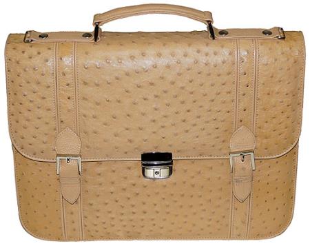 Mensusa Products Los Altos Ostrich Briefcase Beige 979