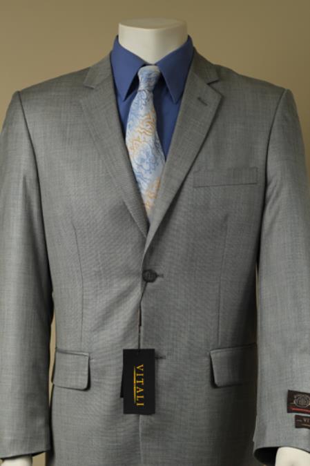 Mensusa Products Men's 2 Button Textured Mini Weave Patterned Shiny Sharkskin Suit Gray