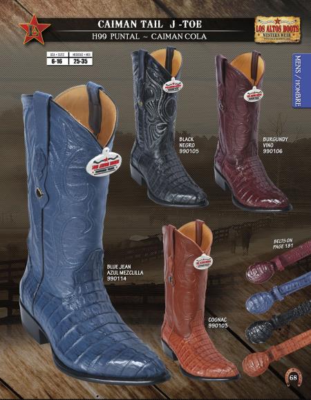 Mensusa Products Los Altos JToe Genuine Caiman TaMens Western Cowboy Boots Diff. Colors/Sizes