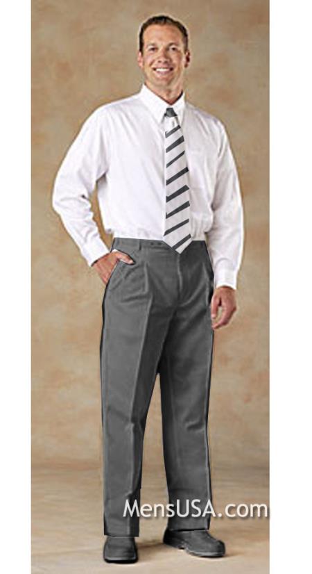 Mensusa Products Men's Pleated Pants / Slacks Plus White Shirt & Matching Tie Dark Gray