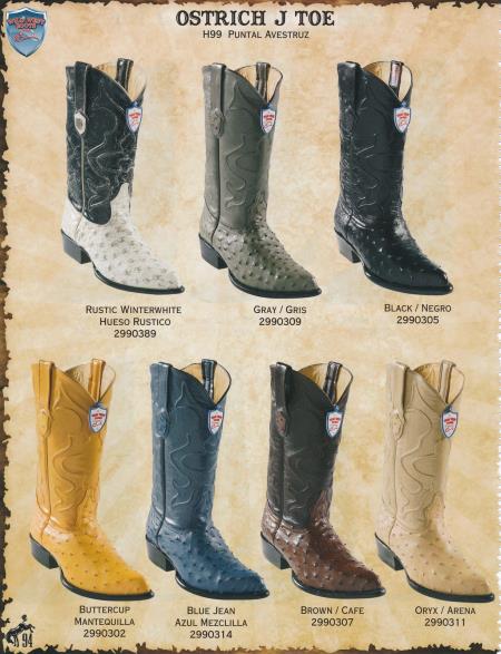 Mensusa Products Wild West JToe Genuine Ostrich Men's Cowboy Western Boots Diff. Colors/Sizes