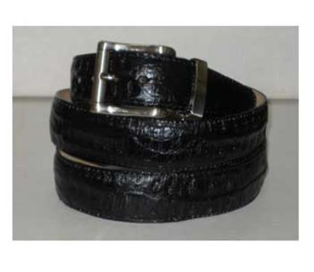 Mensusa Products Mens Genuine Authentic Black Crocodile Belt