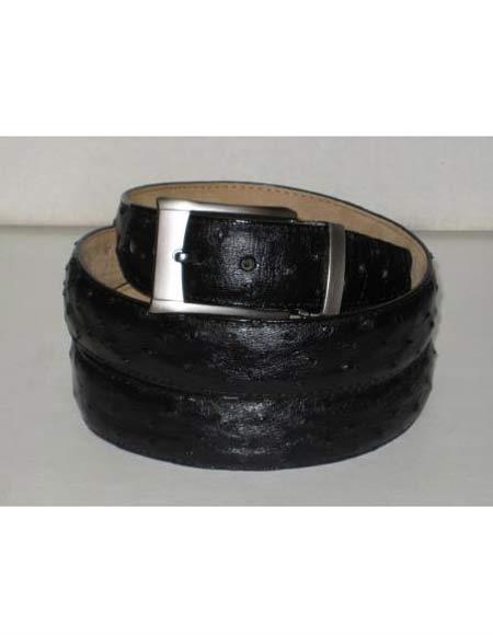 Mensusa Products Mens Genuine Authentic Black Ostrich Belt